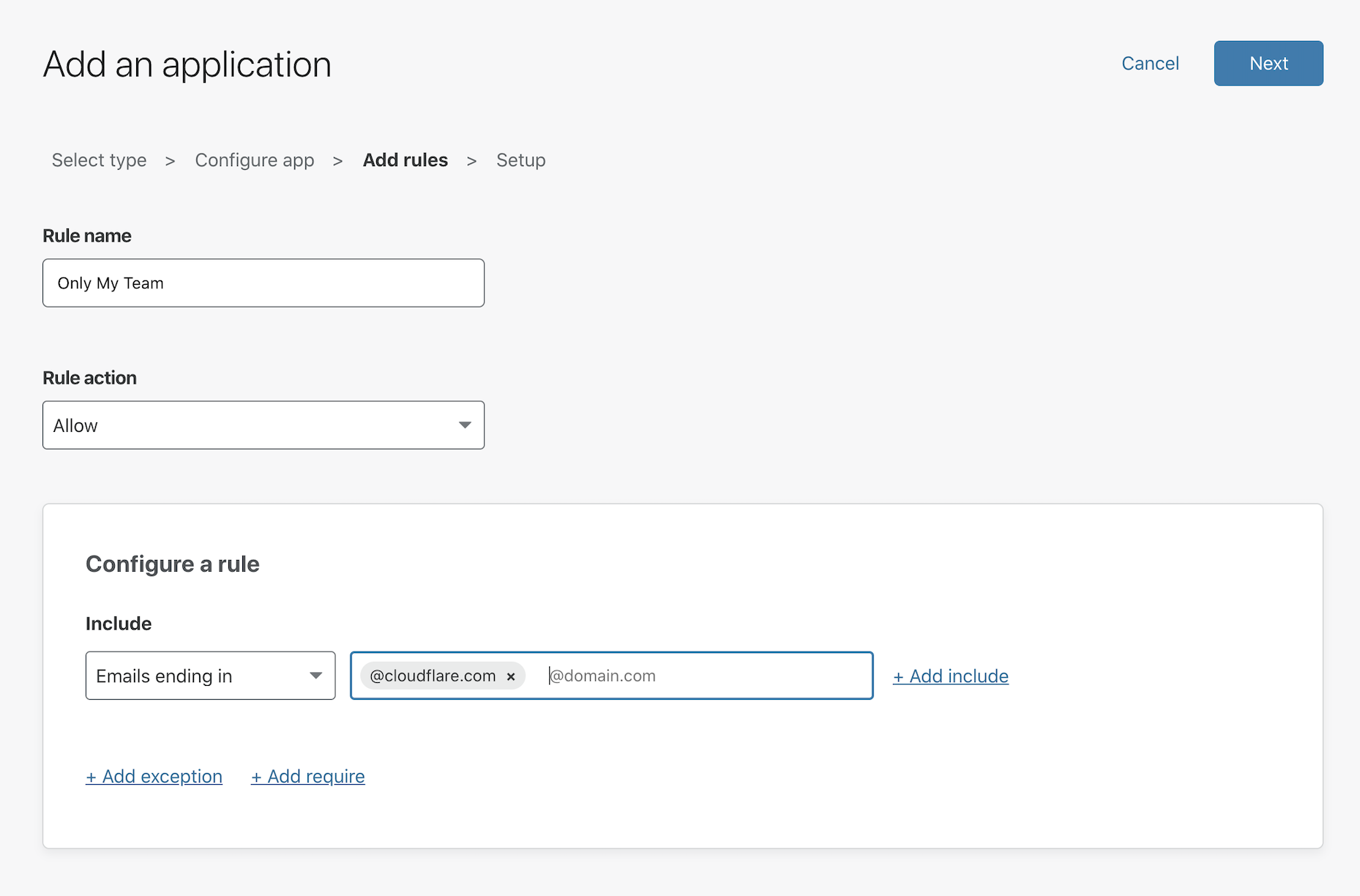 Limit Access in the policy builder