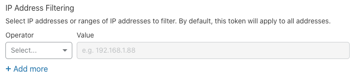 IP Address Filtering configuration page