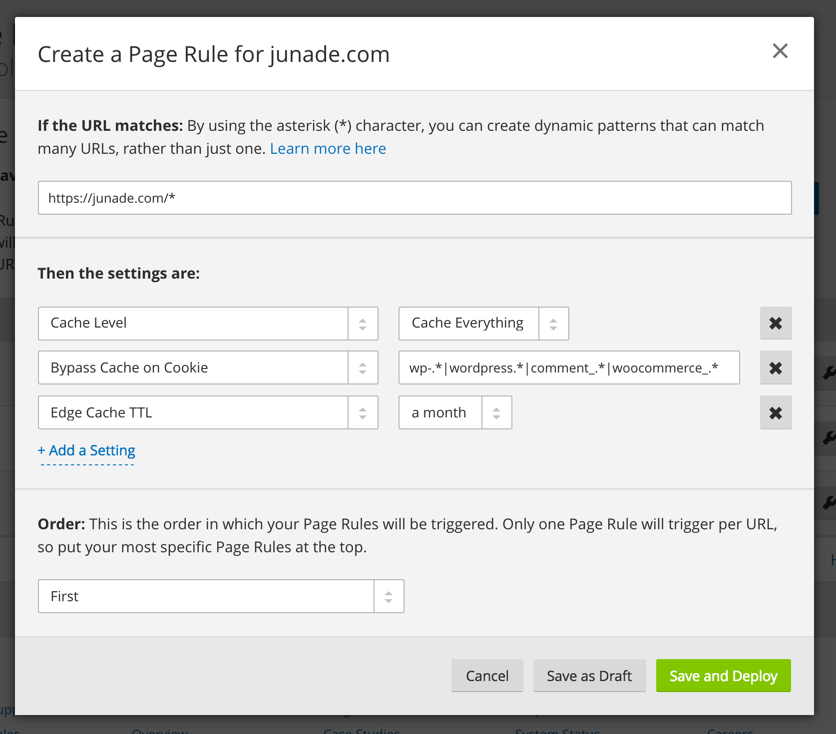 Creating a cache rule for anonymous page views.