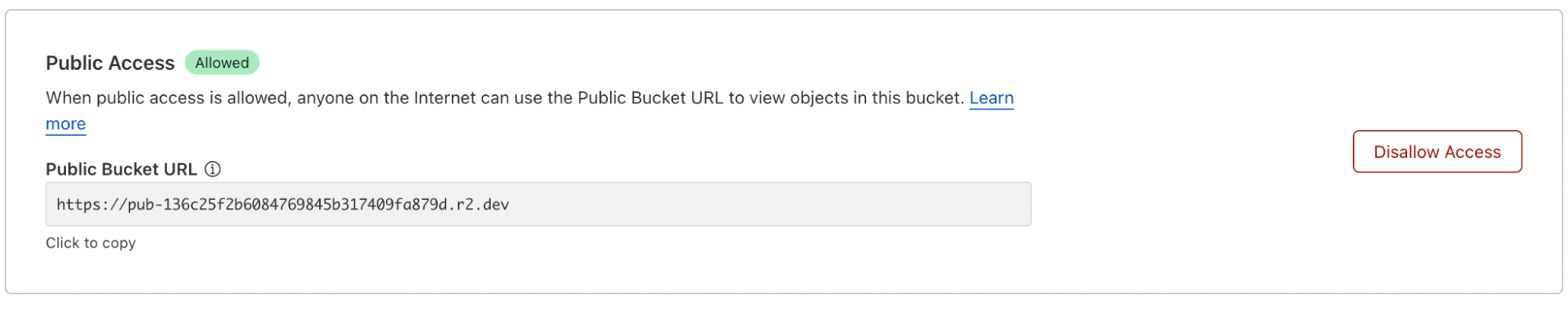 Show Public Bucket URL