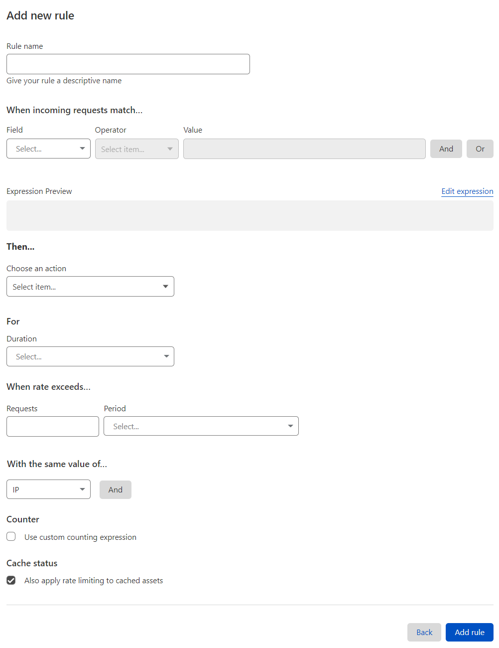 Create rate limiting rule at the account level in the Cloudflare dashboard