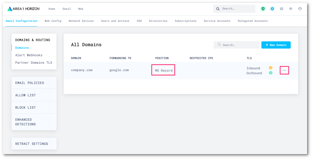 Go to Domain to verify Area 1’s hop position